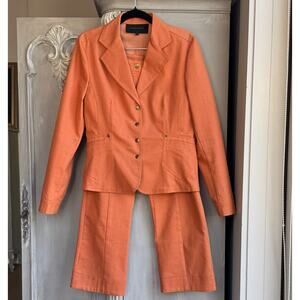 Vintage Carmela Achaval Burnt Orange Tailored Pants Suit Size 42